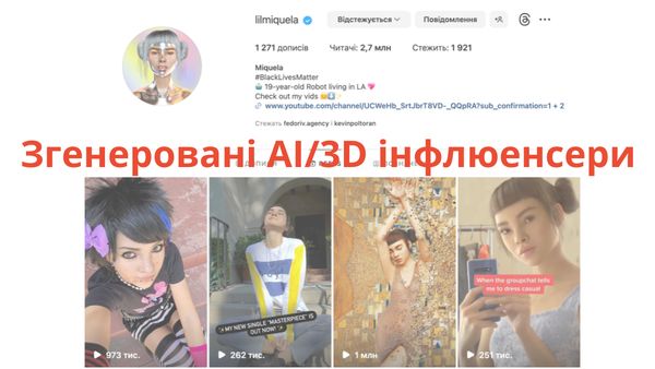 Згенеровані AI/3D інфлюенсери